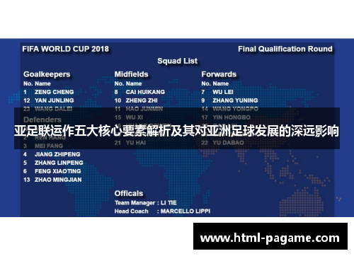 亚足联运作五大核心要素解析及其对亚洲足球发展的深远影响