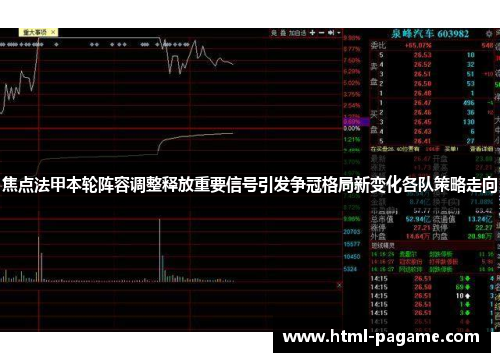 焦点法甲本轮阵容调整释放重要信号引发争冠格局新变化各队策略走向